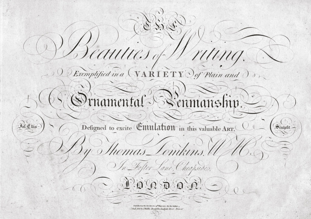 Copperplate, (called Écriture Anglaise (English Roundhand) or simply  Anglaise by the French, an…